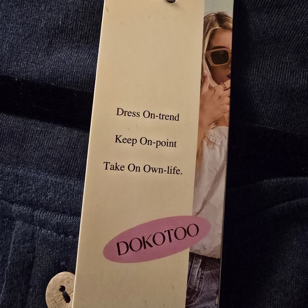 Dokotoo. Women's Navy Button-Up Waffle Bottomm Short Sleeve Top. 2X. NWT. - Picture 8 of 8